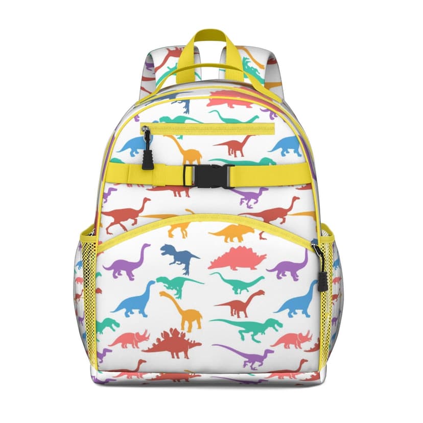 Minimalist Dinosaur Artistic Backpack with Baby Dino Pattern and Retro Hand-Drawn Watercolor Design