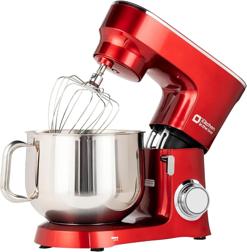 Kitchen in the Box Stand Mixer, 900W 8.5 QT Kitchen Electric Mixer, 10-Speed Large Capacity Tilt-head Food Mixer with Dough Hook, Wire Whip, Flat Beater & Splash Guard (Red)