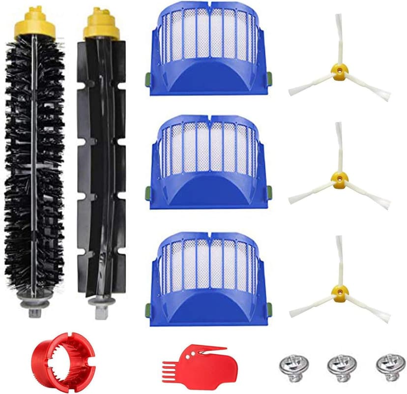 Accessories for iRobot Roomba 600 and 500 series robot vacuum cleaner, 3 filters, 3 side brushes