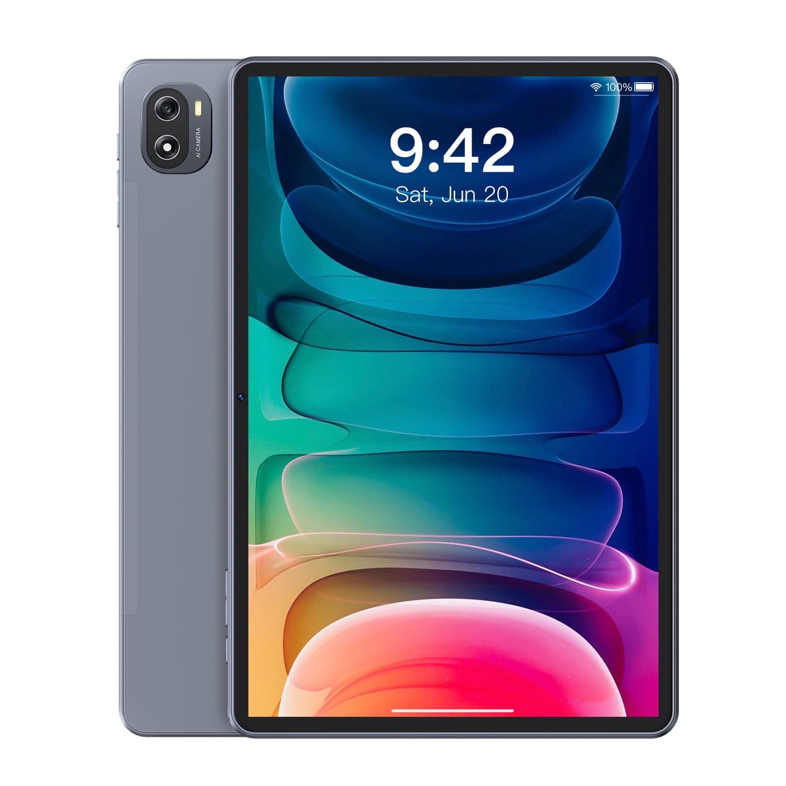 RNRUO 10.1" Android 15 Tablet, 12GB(4+8)RAM, 128GB ROM, 128GB Expand, A537PX Processor Quad-Core Processor up to 2.0GHz, WiFi 6 BT5.4, 6000mAh with Fast Charge, Dual Camera, IPS Display, Blue Gray