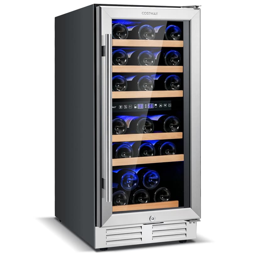 Costway 30-Bottle Freestanding Wine Cooler 15"Dual Zones Wine Cellar w/ Temp Memory