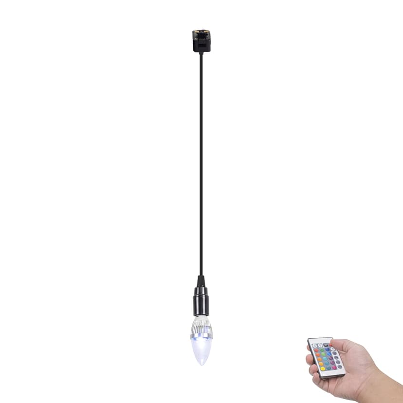 FSLiving J Type Track Ligh,Black Ceiling Customizable Remote Control, Color Changing RGB Tunable White E12 Smart Bulb Cone Lights J Track Mounted for Kitchen Island Shopwindow Media Studio - 1 Light