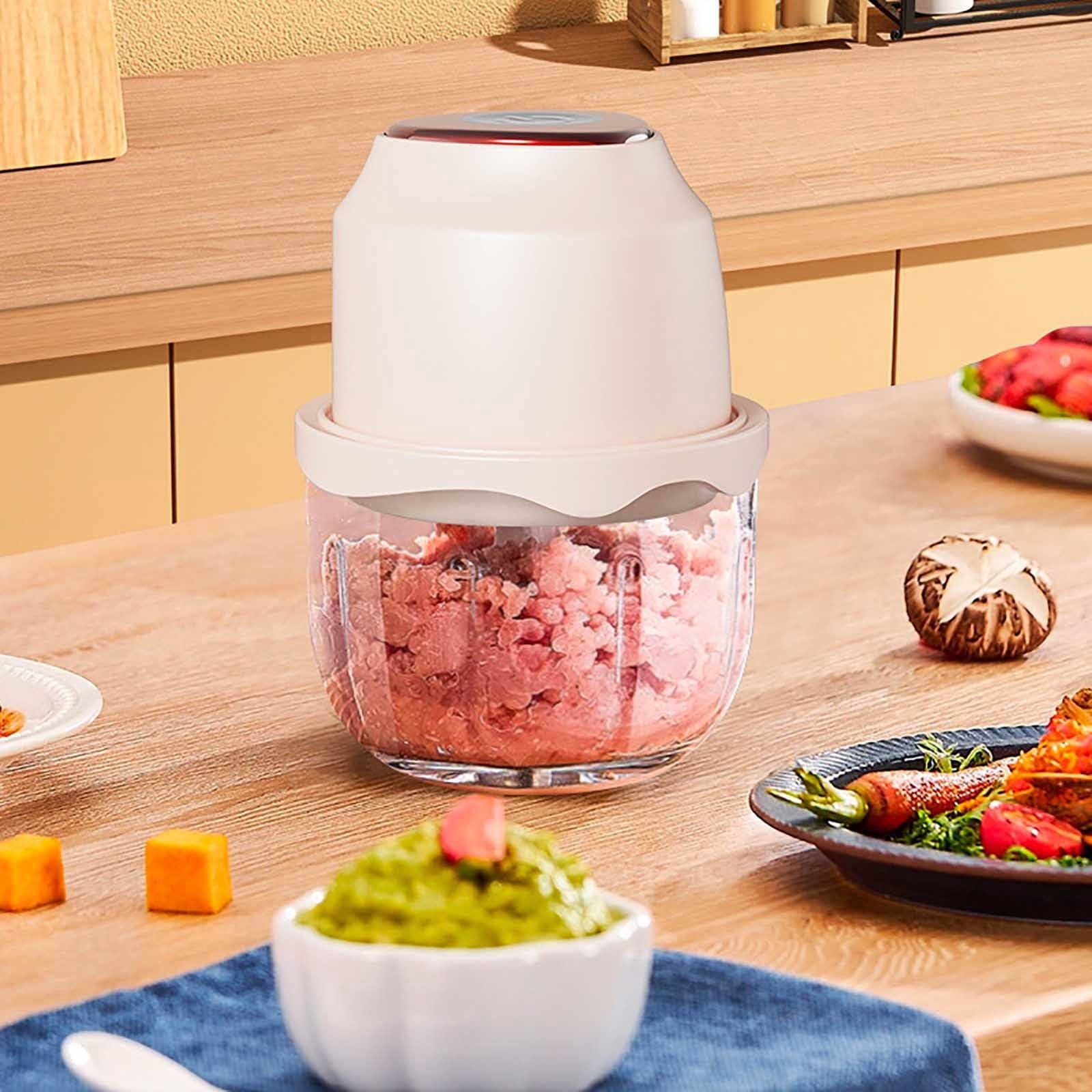 Vrorvz Household Automatic Multifunctional Food Processor with Meat Grinder and Garlic Pounder; High Efficiency Motor; Safe,Easy to Clean; Compact Design for Kitchen Space Saving