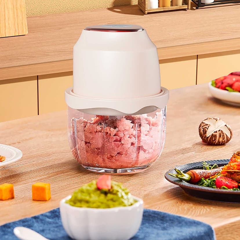 Vrorvz Household Automatic Multifunctional Food Processor with Meat Grinder and Garlic Pounder; High Efficiency Motor; Safe,Easy to Clean; Compact Design for Kitchen Space Saving