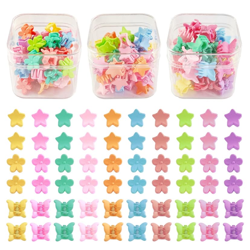120pcs Small Hair Claw Clips for Baby Girls Mini Flower Claw Clips Tiny Butterfly Hair Clips for Thin Hair Jaw Clips Nonslip Hair Styling Accessories for Girls