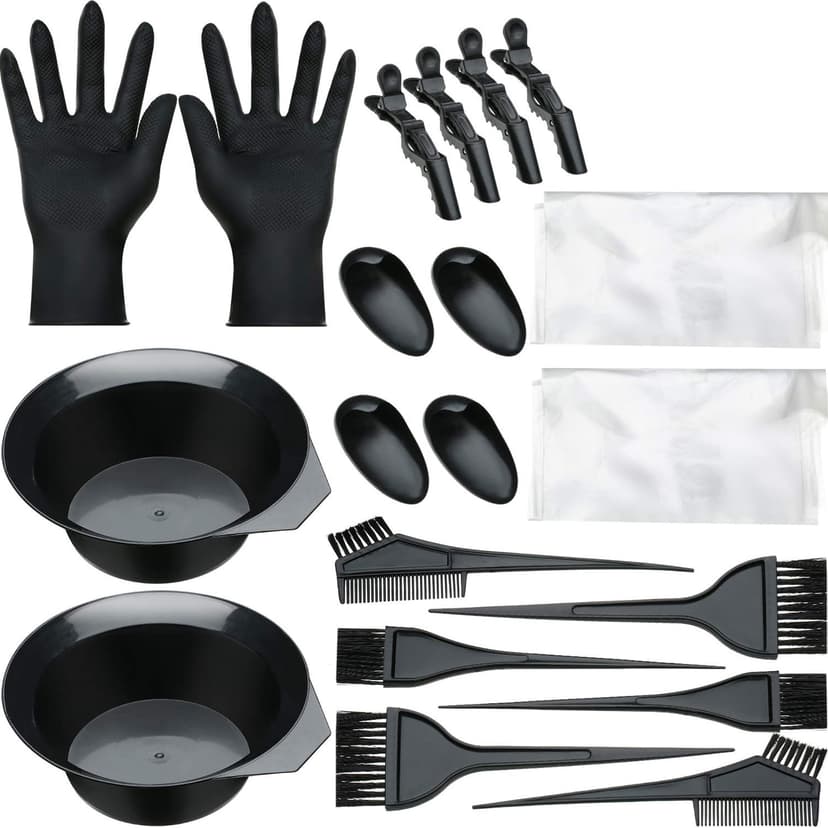 Yeacher 20pcs Hair Dye Kit Hair Coloring Set Salon Tools Hair Color Mixing Tint Brush Comb Bowl Hair Clips Ear Covers Gloves for Home & Salon