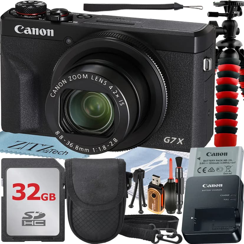 Canon PowerShot G7 X Mark III Digital Camera (Black) with 4.2x Optical Zoom Lens + 32GB Memory Card + Case + ZeeTech Advanced Bundle