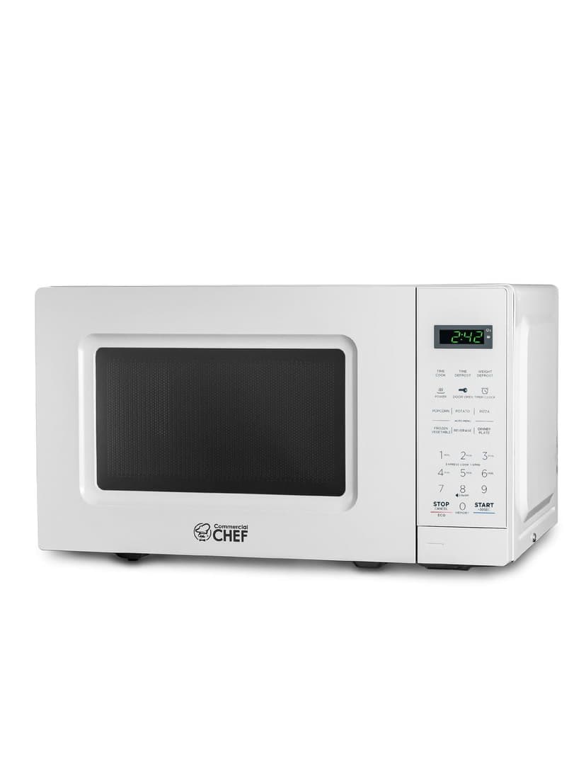 Commercial Chef Small Microwave 0.7 Cu. Ft. Countertop Microwave with Digital Display, White Microwave with 10 Power Levels