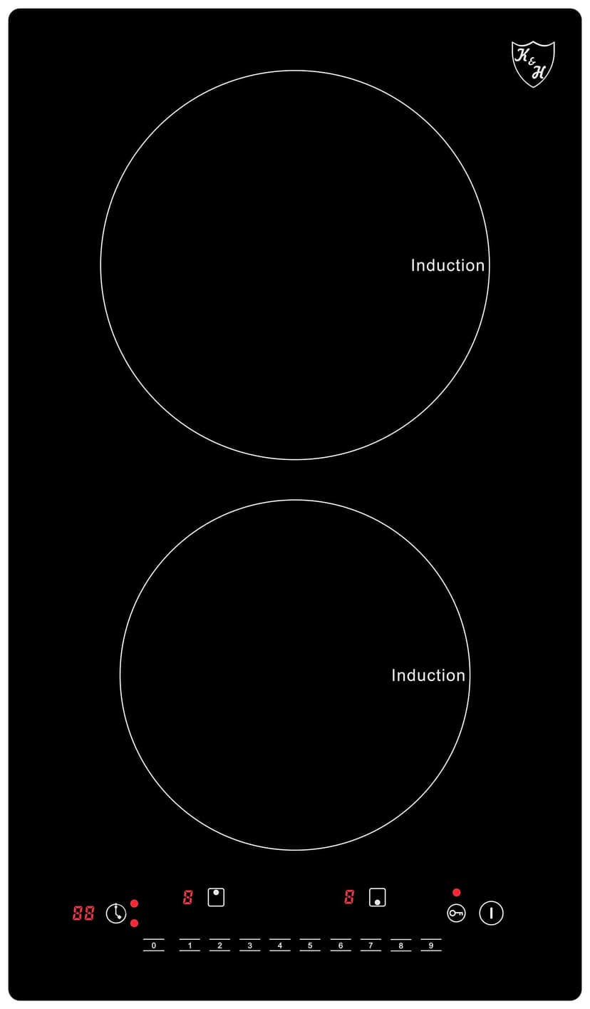 K&H 2 Burner 12 Inch Built-in Induction Electric Stove Top Ceramic Cooktop 240V 3100W INDV-3102