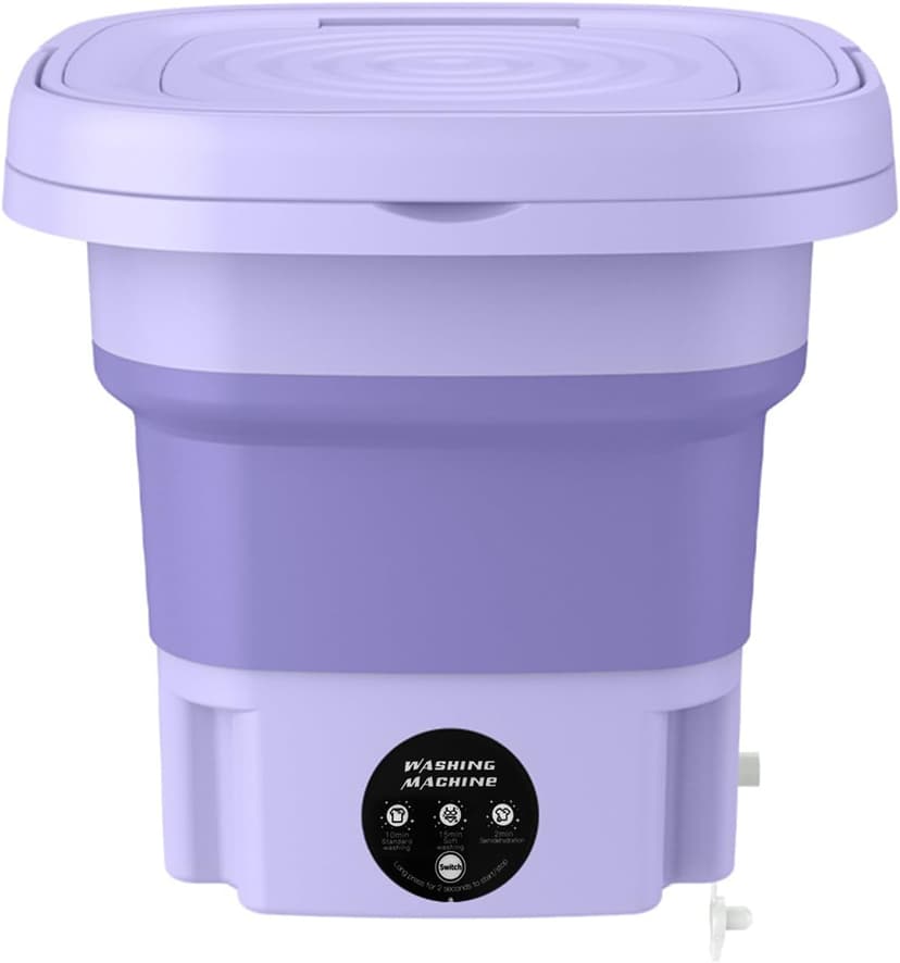 Lizbin Portable Washing Machine, Mini Washer, 8L Mini Washing Machine with Spin, Foldable Washing Machine, Portable Washing Machines for Apartments, Dorm, Home, Hotel, Camping, Travel Laundry (Purple)