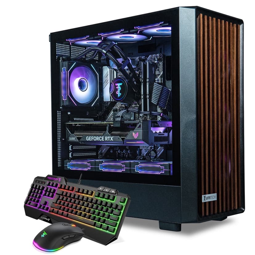 ViprTech Overlord 3.0 Wood PC - AMD Ryzen 7 7700 5.3Ghz, RTX 5070 Ti 16G, 32GB, 2TB, Liquid-Cooled Black Walnut