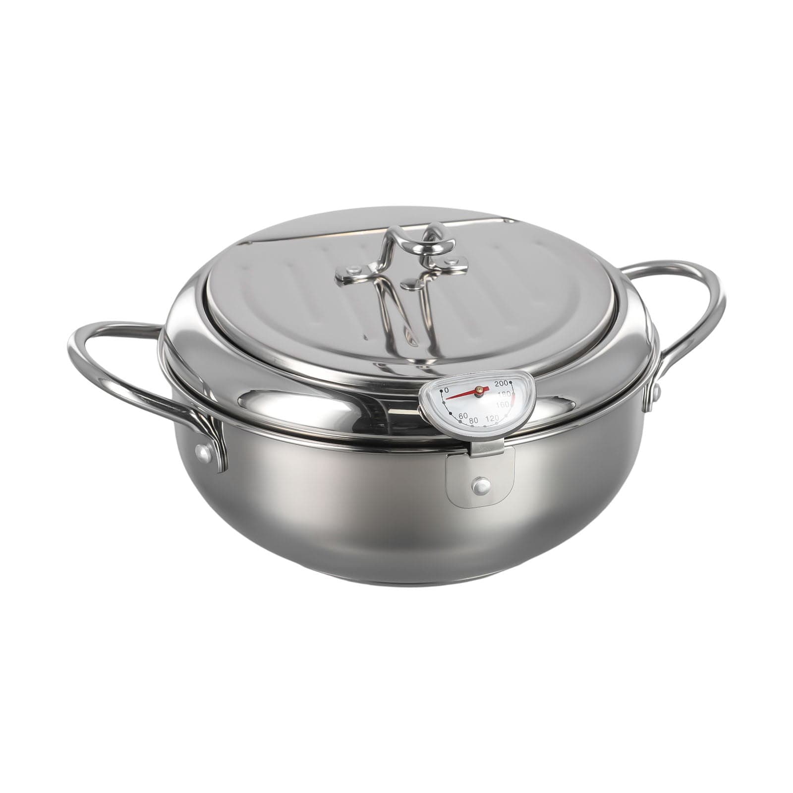 Silver Deep Fryer Pot with Removable Rack Enjoy Effortless Grease Draining