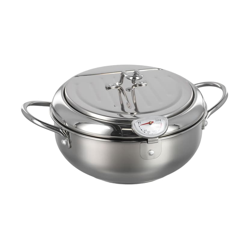 Silver Deep Fryer Pot with Removable Rack Enjoy Effortless Grease Draining