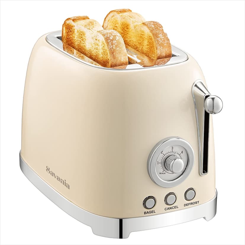 Savania 2-Slice Stainless Steel Wide Slot Vintage Bread Toaster…
