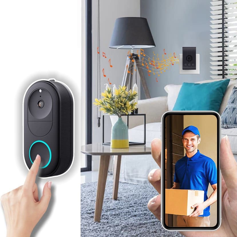 Cagogo under $5 Wireless Video Doorbell, Smart Video Doorbell Wireless Home Security Camera, 2.4G WiFi Remote Monitoring with Night Vision, Two-Way Audio PIR Motion Detection