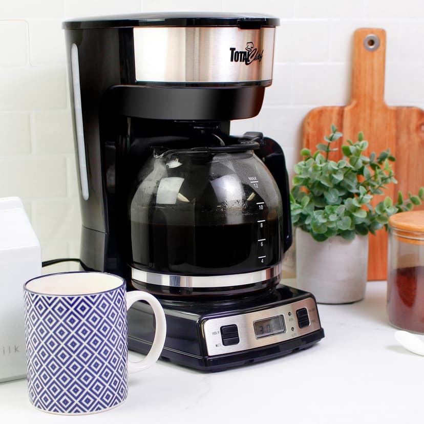 Total Chef 12-Cup Programmable Drip Coffee Maker with Glass Carafe and LCD Display, Fresh Coffee in Minutes