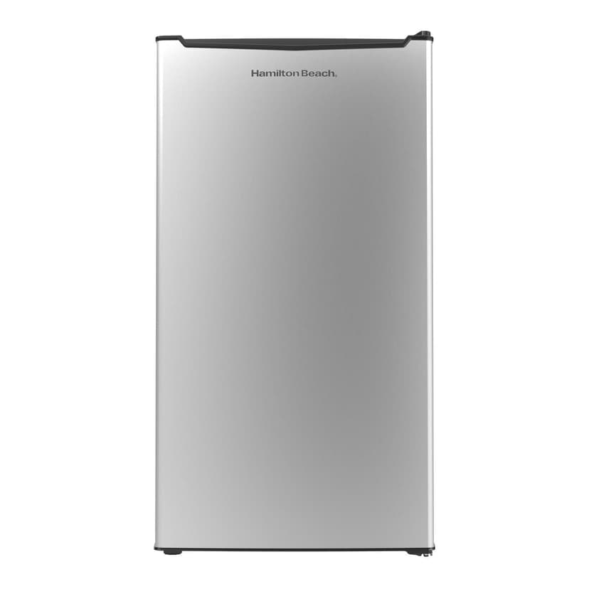 Hamilton Beach 3.3 Cu.Ft Mini Fridge with Freezer, Compact Refrigerator, Single Door, Energy Star, Reversible Door, Stainless Steel