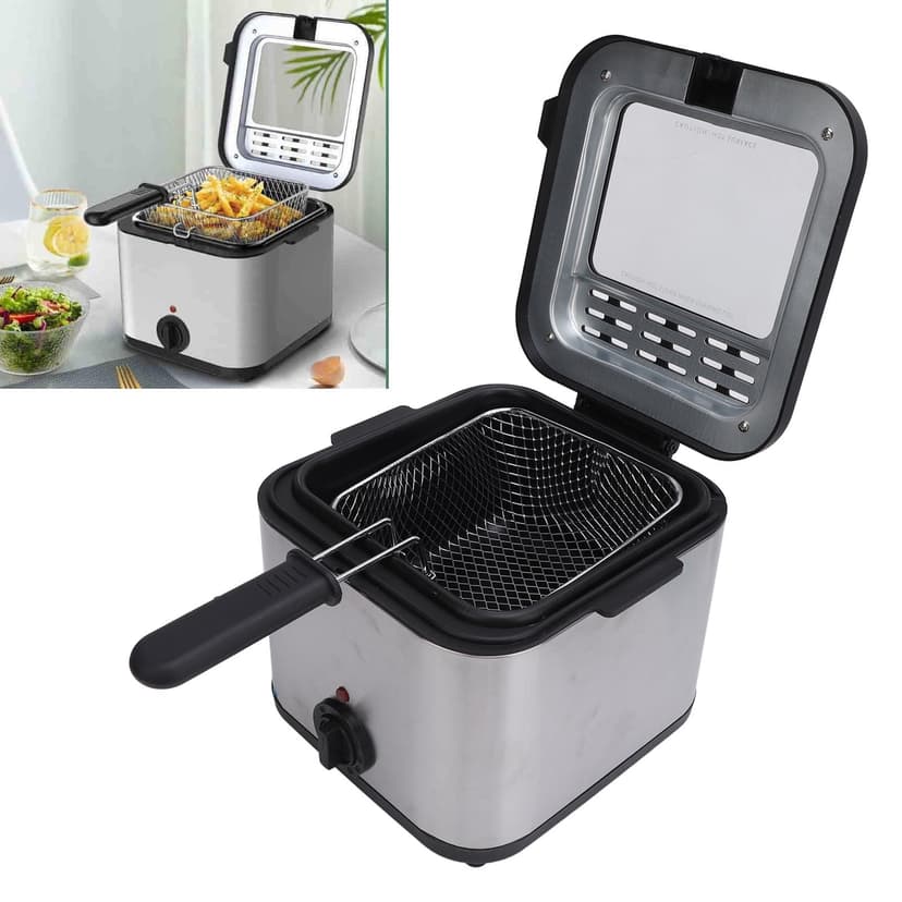 Electric Oil Fryer, US Plug 110V Overheating 2.5L Temperature Adjustable Electric Deep Fryer for French Fries