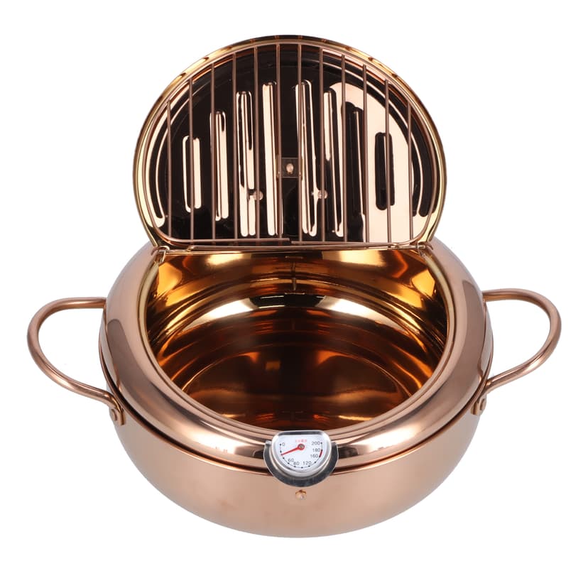 Stainless Steel Deep Fryer Pot, Japanese Style with , Non Stick Coating, 3.4L Capacity, Easy to Clean, Cooking Utensil for Frying Chicken Wing, Shrimp