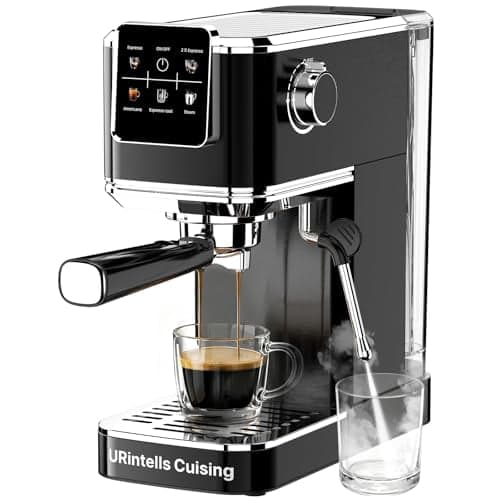 URintells Cuising Espresso Machine 20 Bar,Touch Screen Espresso Maker with Steam Milk Frother,Stainless Steel Expresso Coffee Machine for Cappuccino