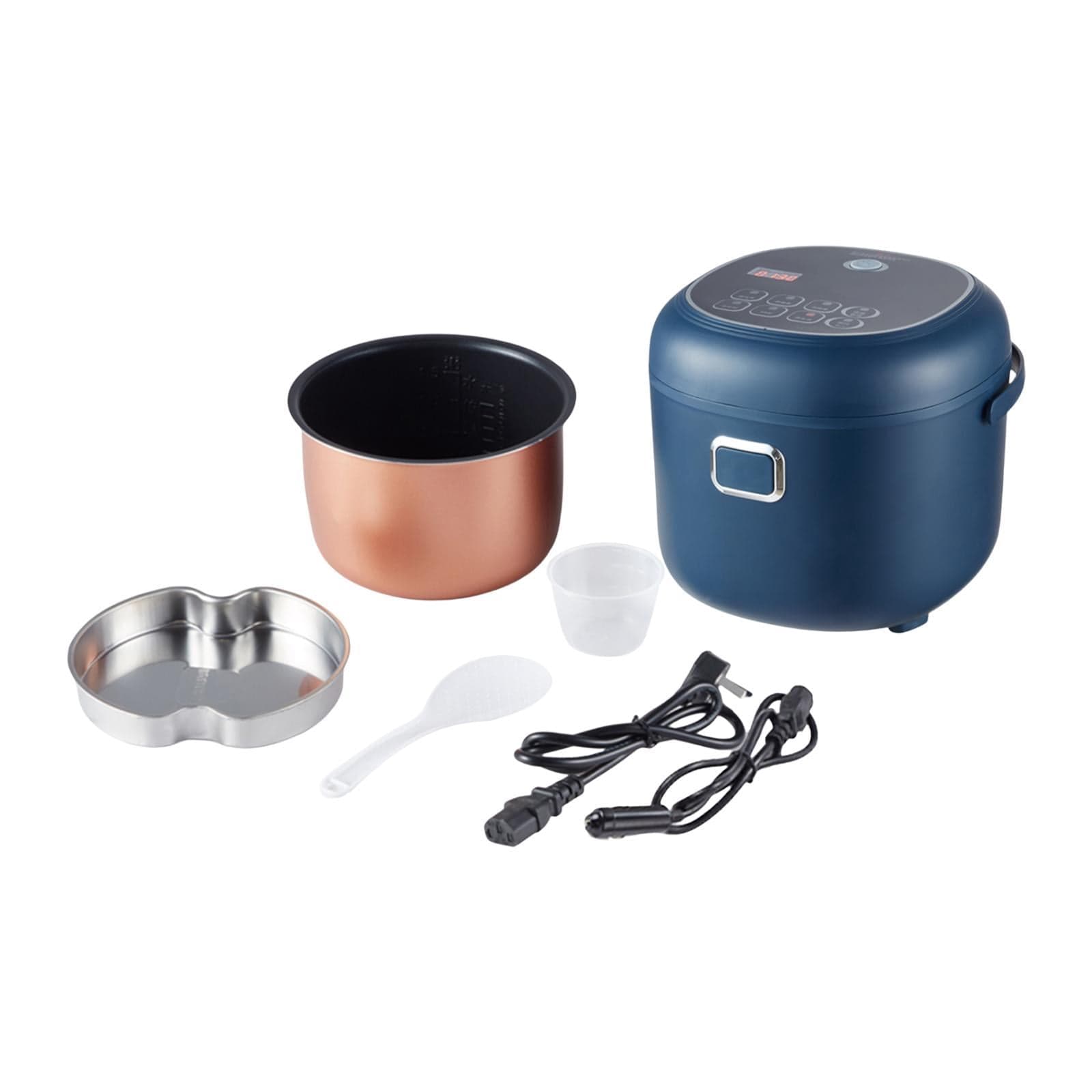 Rongfmy Electric Rice Cooker 2L Mini Multi Use Food Steamer for RV Travel Camping Long 12V to 24V