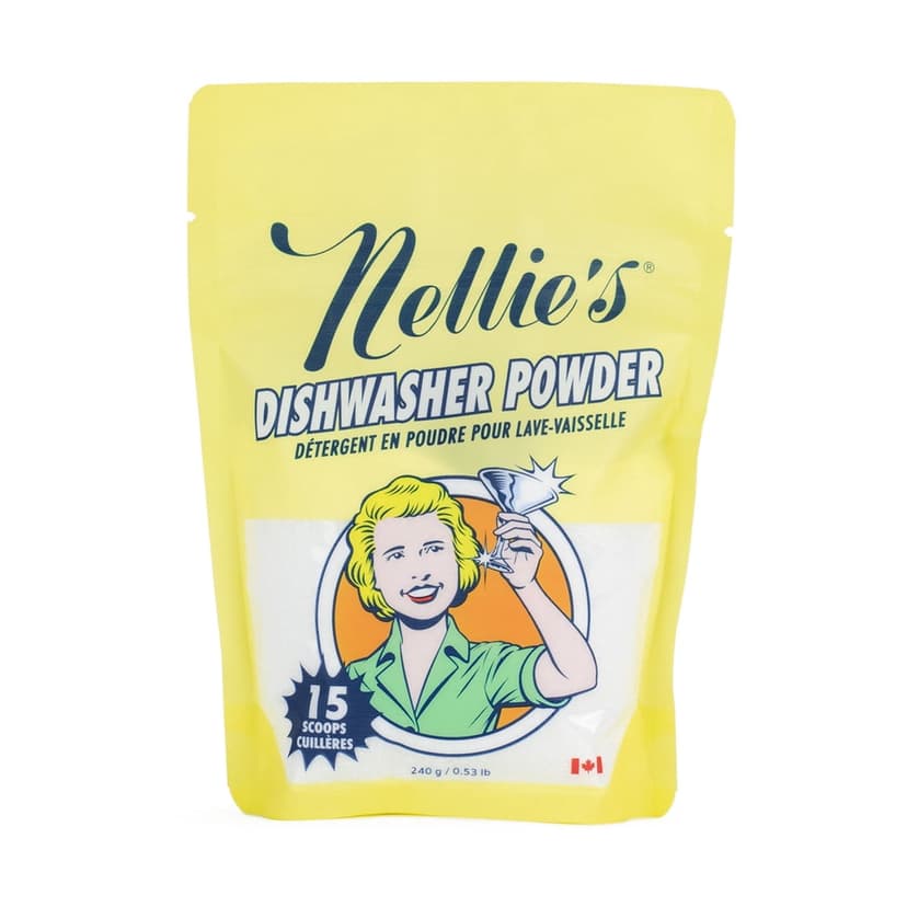 Nellie's Dishwasher Powder, 15 Loads, 240g, Unscented Dishwasher Detergent, Try-it Size!