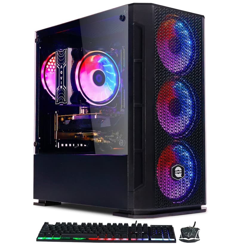AQVIN AQ10 Gaming PC Tower with Intel Core i7 Up to 4.6Ghz,RTX 5060 8GB GDDR6 Graphics Card, 2TB SSD 32GB RAM Memory, RGB Fans, Windows 11 Pro - Black