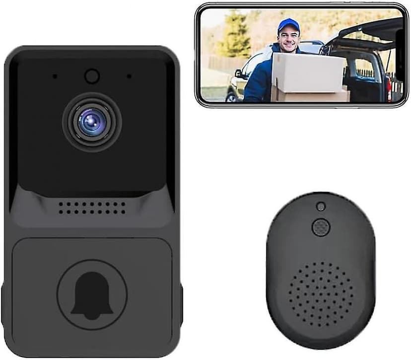 Wireless Doorbell, Black Wifi Connected Doorbell Video Door Phone, Smart Reminder Two-way Calls Photos Recording Night Vision