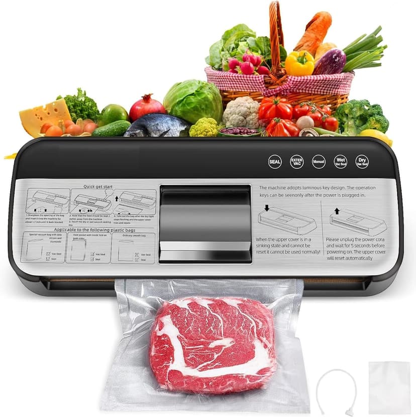 85KPA Vacuum Sealer Machine Food Vacuum Sealer for Dry/Wet Food Jars, Automatic Food Sealer, 5-in-1 Compact Vacuum Food Preservation System, Vacuum Air Sealing System for Seal a Meal and Sous Vide