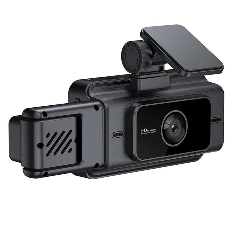 Kieccall 3-Channel Dash Cam Front/Inside/Rear 1080P - 32G Card Included, IR Night Vision & WiFi APP Control, Gravity Induction For 360° Driving Protection