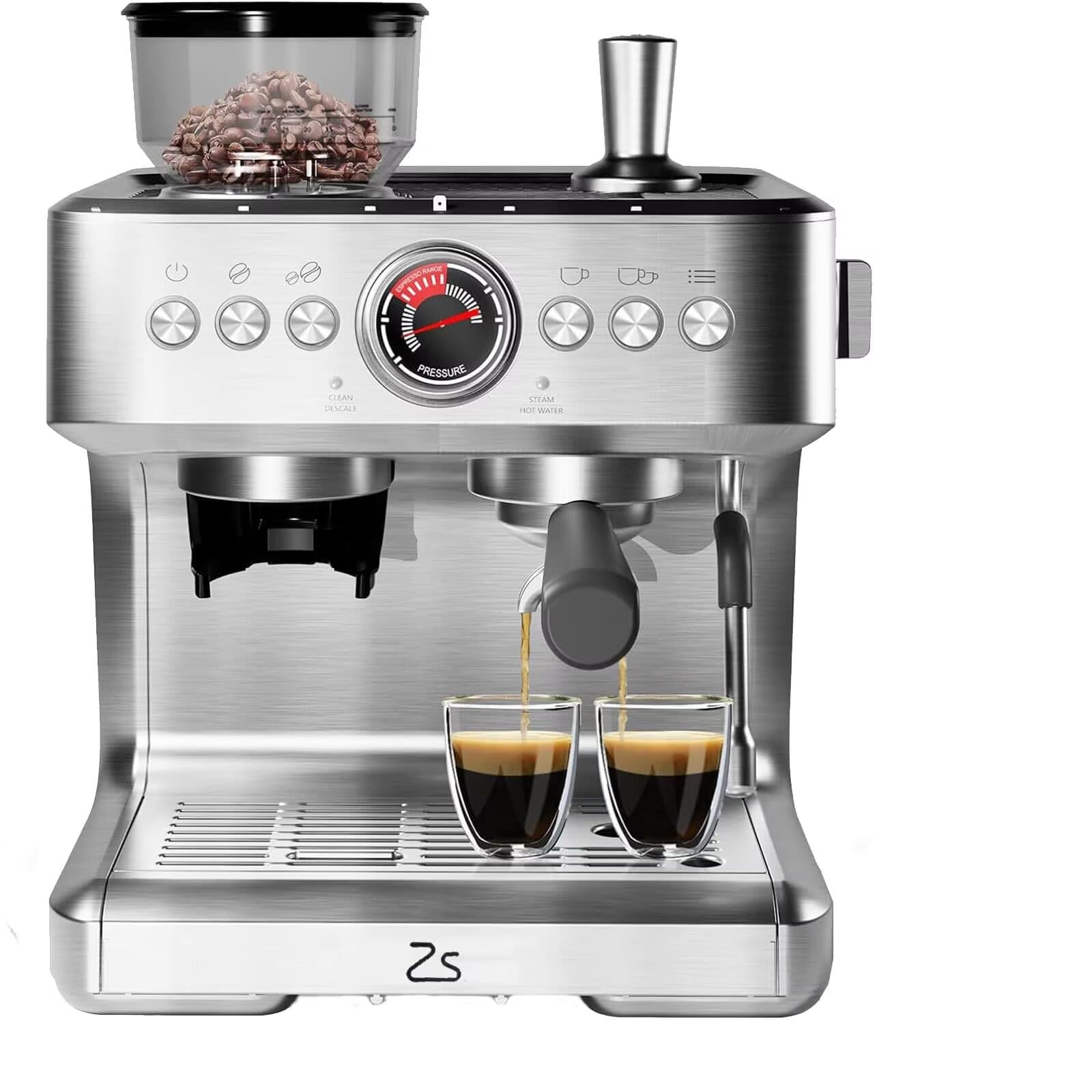 Ourlova Espresso Machine with Bean Grinder Semi Automatic Espresso Machine 20-Bar Espresso Maker with Milk Frother Steam Wand 2.8L Water Tank Home Espresso Coffee Maker for Latte Cappuccino