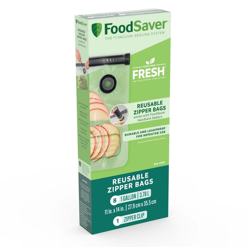 FoodSaver Reusable Gallon Vacuum Zipper Bags (3.78 L), 8 Pack
