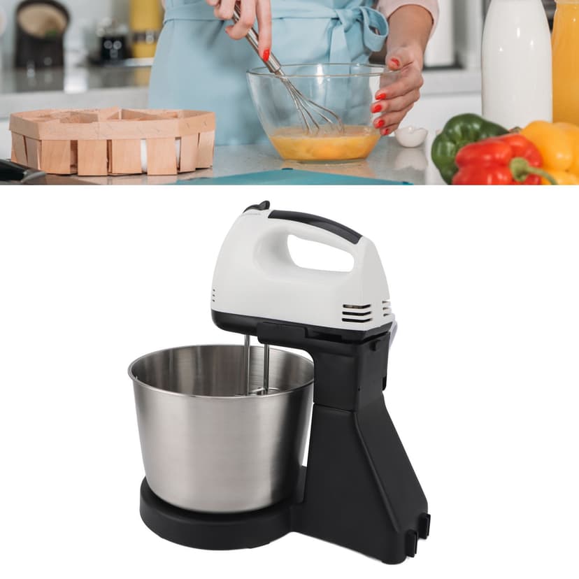 Electric Egg Beater, Whisk Simple Operation 1.7L Stainless Steel Bowl Electric Mixer US Plug 110V Comfortable Grip Multifunctional 7 Speeds Control for Bakery