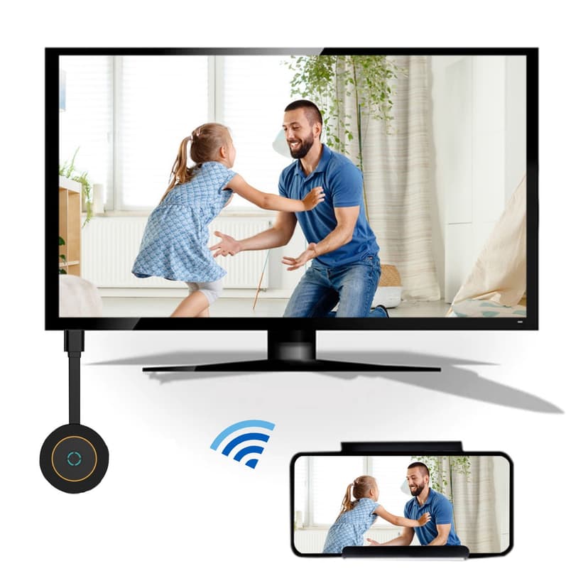 Pompotops Portable TWS Display Adapter For Mobile Phone Mirroring,2.4G & 5G WIFI Projection Screen to Monitor/Projector/TV,For Home,Clearance Deals