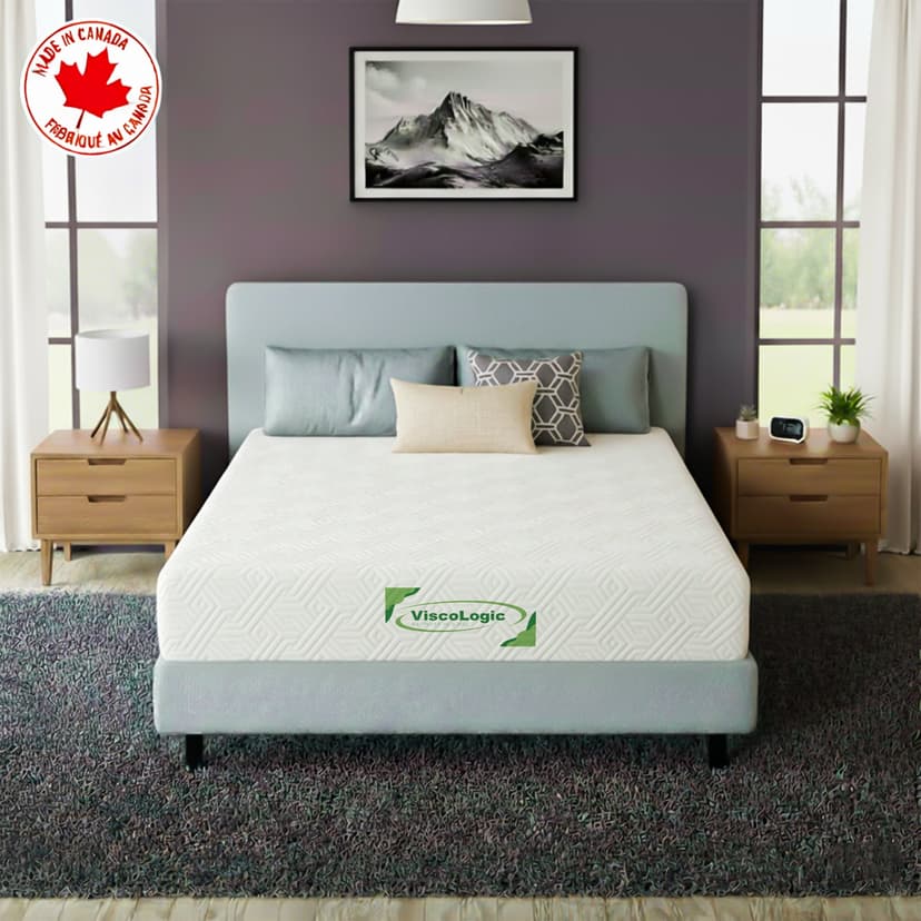ViscoLogic Harmonynap 8 inch Queen Mattress, Made in Canada Firm Support, Cool Gel Infused & Pressure Relief Mattress for Kids, Adults, CertiPUR-US®