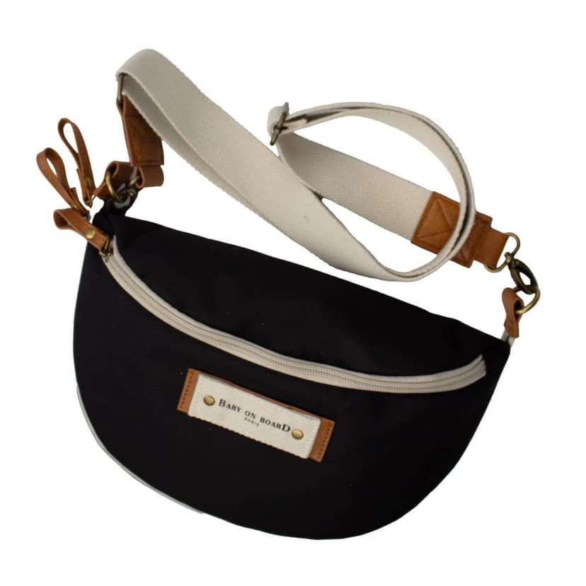 Baby On Board Armelle Black Banana Diaper Bag, Insulated Pocket, Changing Mat