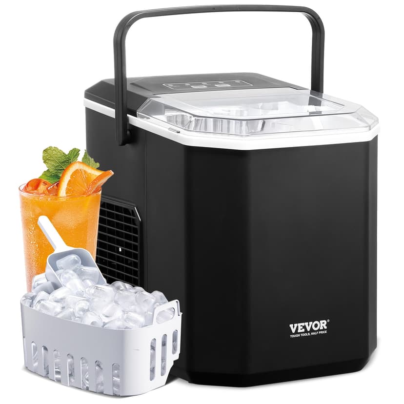 VEVOR Portable Countertop Ice Maker 26Lbs/24H Self-Cleaning with Scoop Basket Home Bar