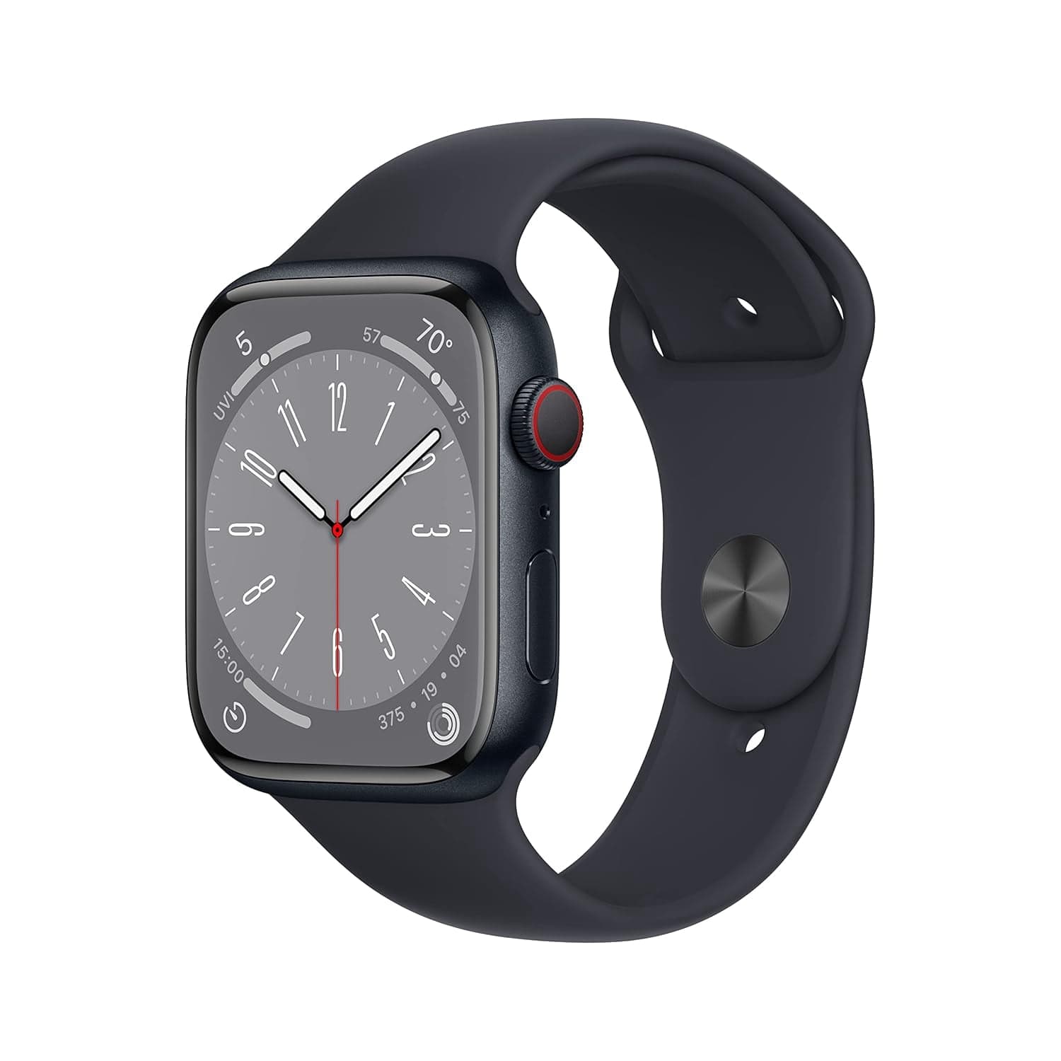 Restored Apple Watch Series 8 Cellular 45mm Midnight Small Medium Band LTE, Heart Rate, Crash Detection - Refurbished Fair