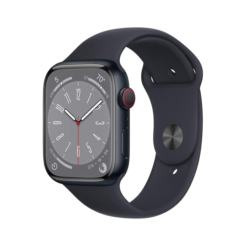 Restored Apple Watch Series 8 Cellular 45mm Midnight Small Medium Band LTE, Heart Rate, Crash Detection - Refurbished Fair