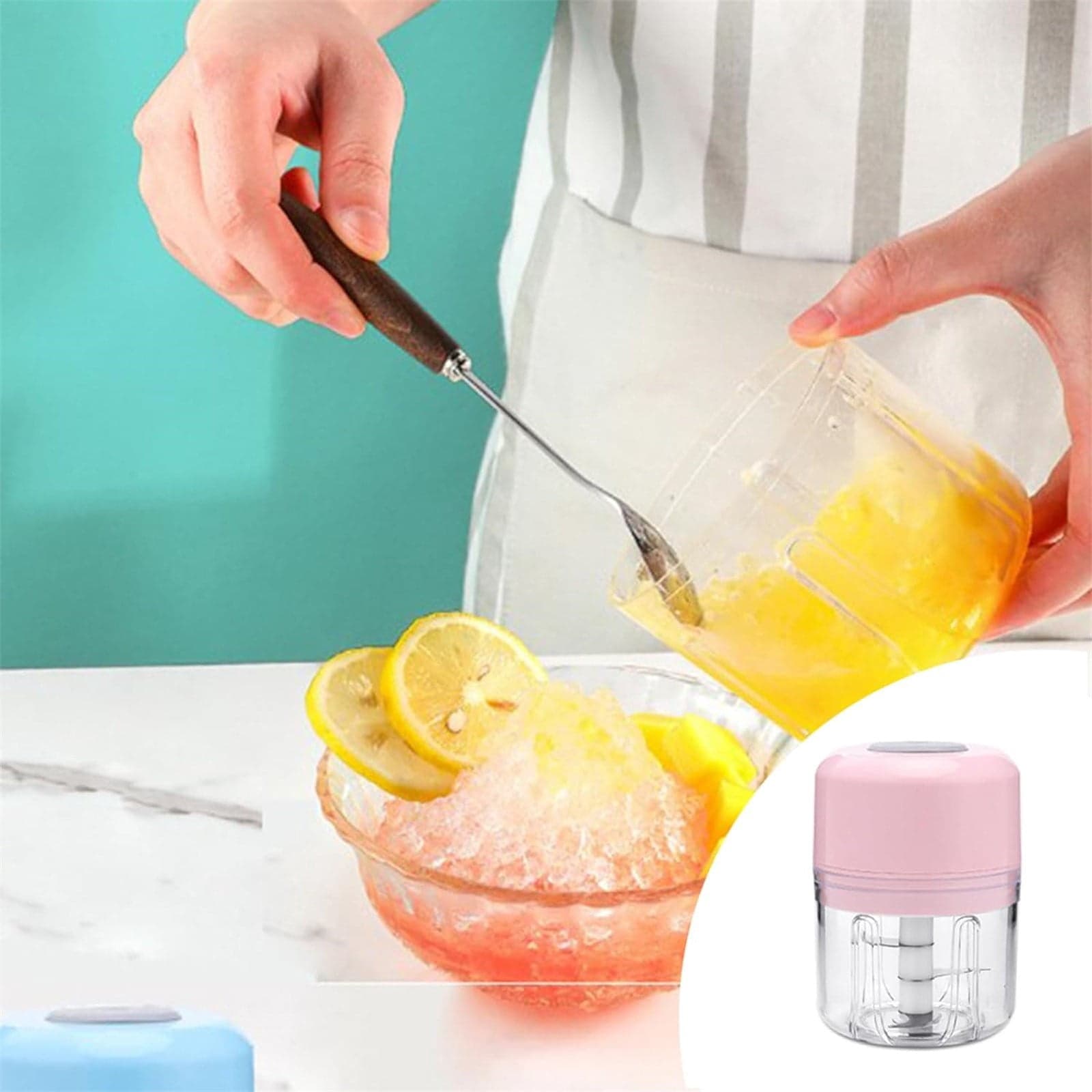 Iodue Meat Mincer Electric Ice Crusher Portable Mini Food Processor Wireless Vegetable Masher With Usb Charging Rainproof Garlic Masher Easy To Use Material For Ice Cubes 250ml