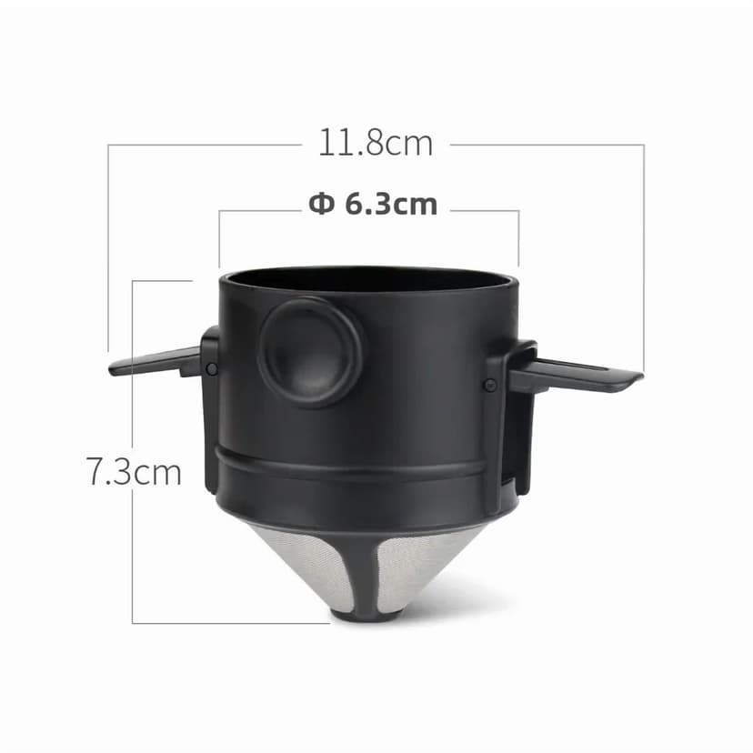 Black Stainless Steel Portable Hand Drip Coffee Maker - Filter-Free Reusable Mesh Filter Cup, Lightweight On-the-Go Brewing Tool with Drip Function, Multi-Purpose Handheld Coffee Appliance for Travel