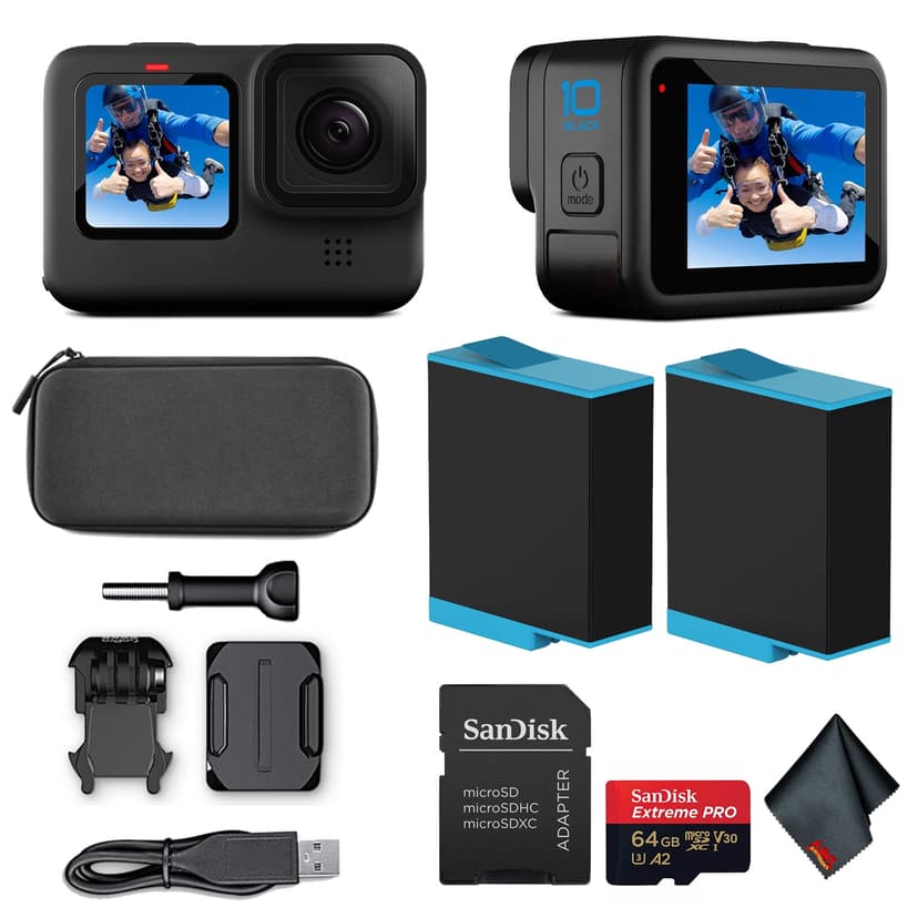 GoPro HERO10 (HERO 10) - Waterproof Action Camera with + 64GB Card and Extra Battery