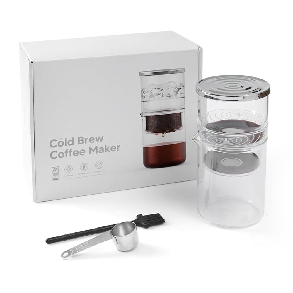 Amdohai 300ml/10.15oz Cold Brew Coffee Maker for Tea and Coffee Extraction Borosilicate Glass Dripper Iced Coffee Brewer Maker with Cleaning Brush Spoon for Home Office Travel