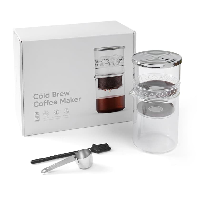Amdohai 300ml/10.15oz Cold Brew Coffee Maker for Tea and Coffee Extraction Borosilicate Glass Dripper Iced Coffee Brewer Maker with Cleaning Brush Spoon for Home Office Travel