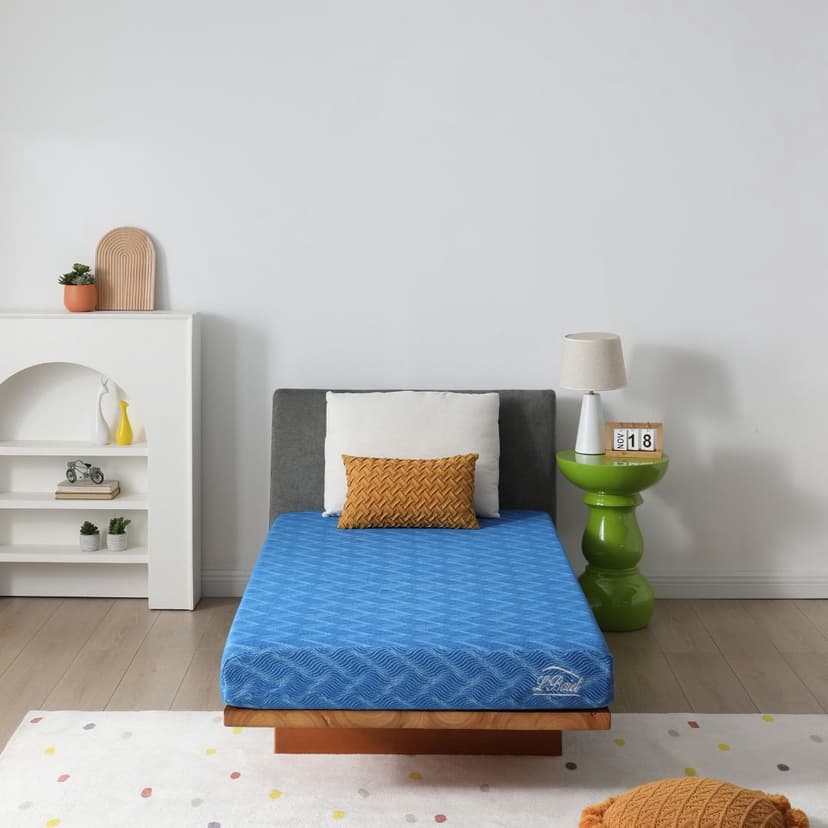 L'Baiet 6" Bed in a Box Medium Firm Cooling Foam Full Size Mattress in Blue