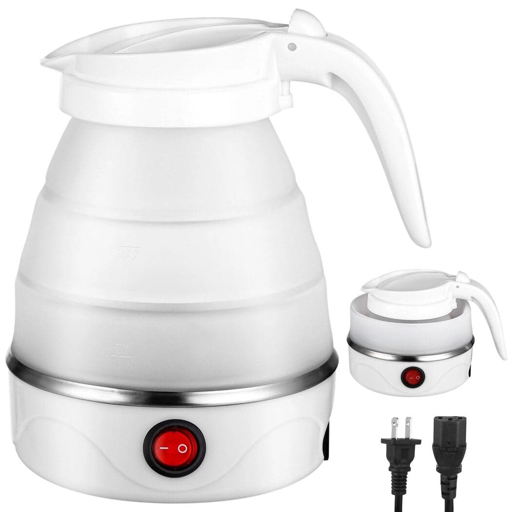 0.6L Foldable Travel Electric Kettle, 600W 110V Collapsible Electric Kettle, Small Food-Safe Silicone Water Boiler for Making Coffee & Tea , Portable Kettle for Hotels, RV Trips, Camping