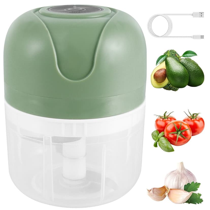 250 ML Electric Garlic Mincer USB Charging Garlic Chopper Mini Food Processor with Stainless Steel Blade Durable Garlic Masher Food Chopper Kitchen Tool for Meat Vegetable Baby Food