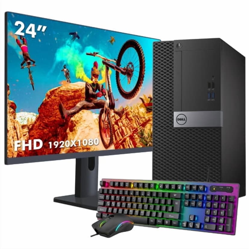 Dell Optiplex 7040 Tower Desktop Computer PC New 24 inch Screen Intel Core i5 6500@3.4GHz 8GB DDR4 RAM 256GB SSD Windows 10 Home USB Keyboard Mice WiFi Refurbished(2015 Model)