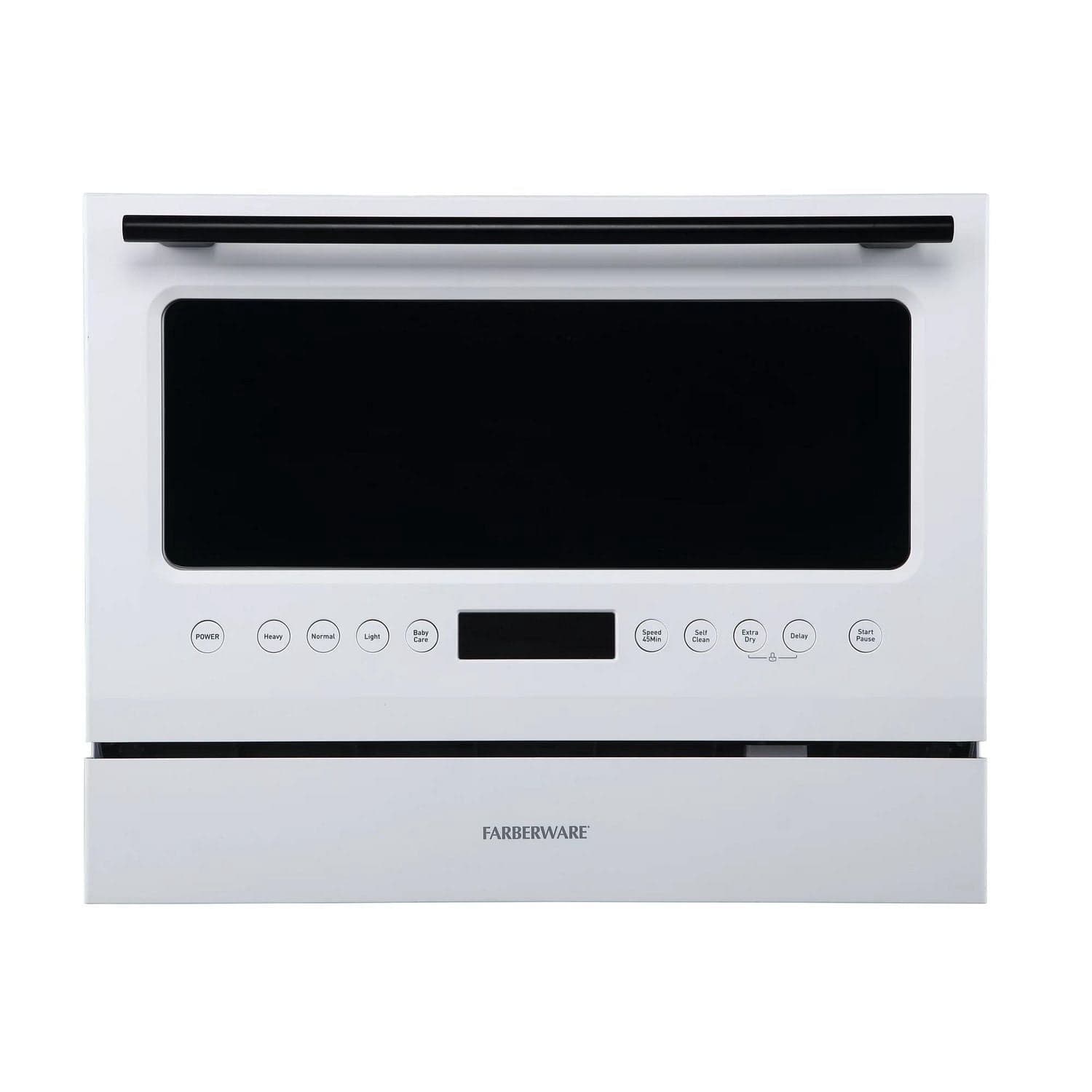 Farberware Professional 6 Piece Countertop Dishwasher, Glass Door, White