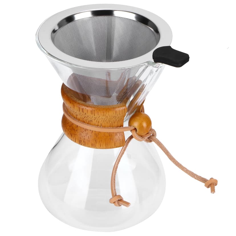 Coffee Maker High Temperature Resistant Glass Coffee Drip Brewing Pot with Stainless Steel Filter(400ml )